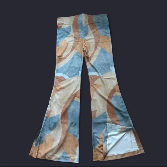 Show Me Your MuMu Maren Blue and Brown Flare Pants - Picture 4 of 5